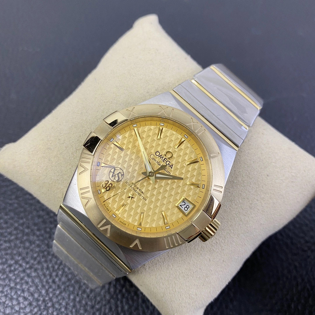 Effortless CBD Factory Omega Constellation 38mm Two-Tone Yellow Gold Textured Dial (123.20.38.21.08.001) 1:1 Super Clone – DD8500 Movement 307